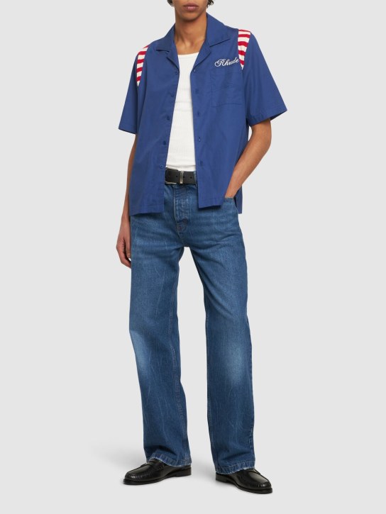 RHUDE: America Spirit poplin shirt - Navy - men_1 | Luisa Via Roma