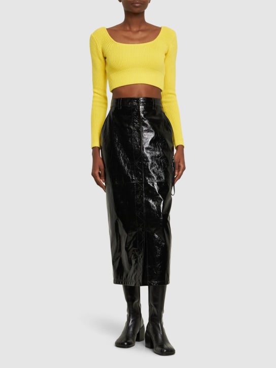 Ferrari: Patent leather pencil midi skirt - Black - women_1 | Luisa Via Roma