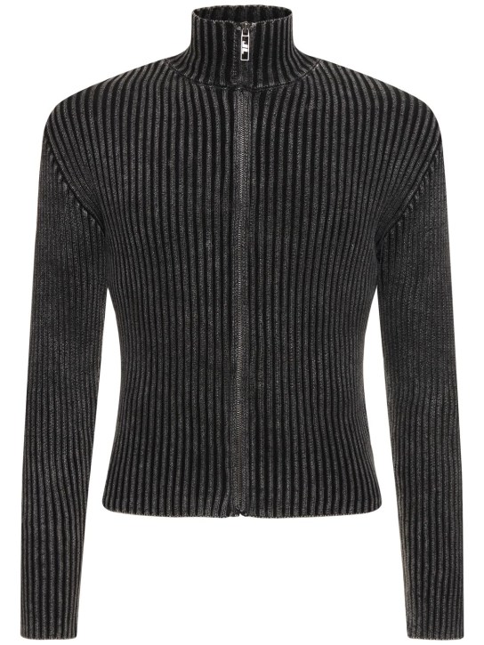 Jaded London: Washed black lucid knit sweater - men_0 | Luisa Via Roma
