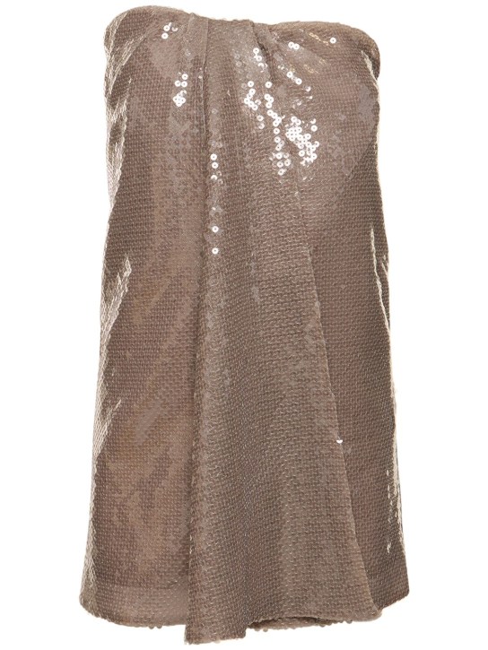 16arlington: Mirai sequined strapless mini dress - Taupe - women_0 | Luisa Via Roma