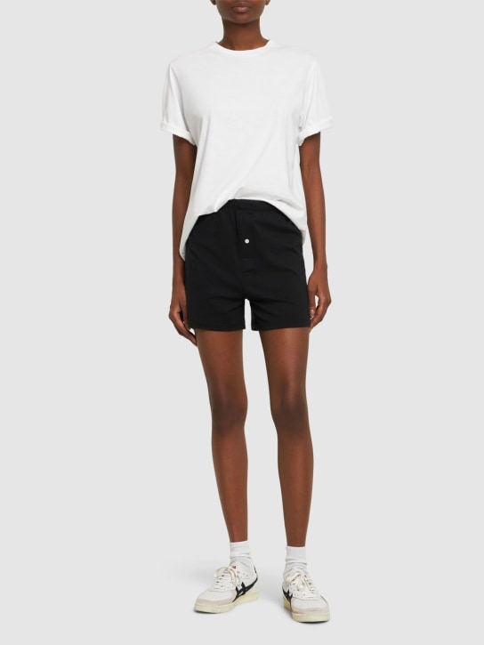 Éterne: Lounge cotton blend boxer shorts - Black - women_1 | Luisa Via Roma