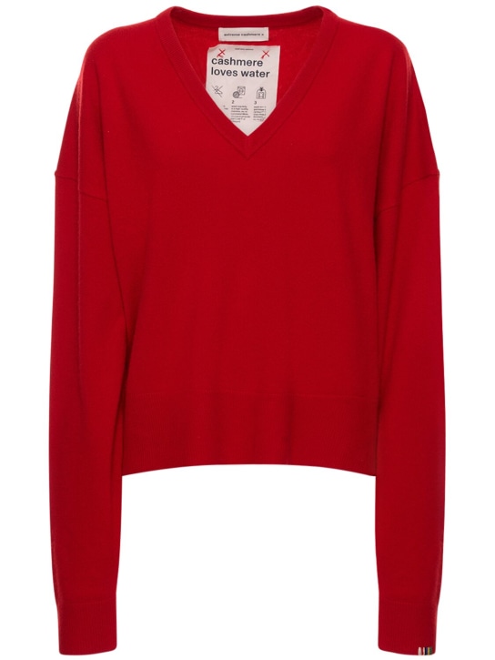 Extreme Cashmere: Clash cashmere blend v neck sweater - Kırmızı - women_0 | Luisa Via Roma