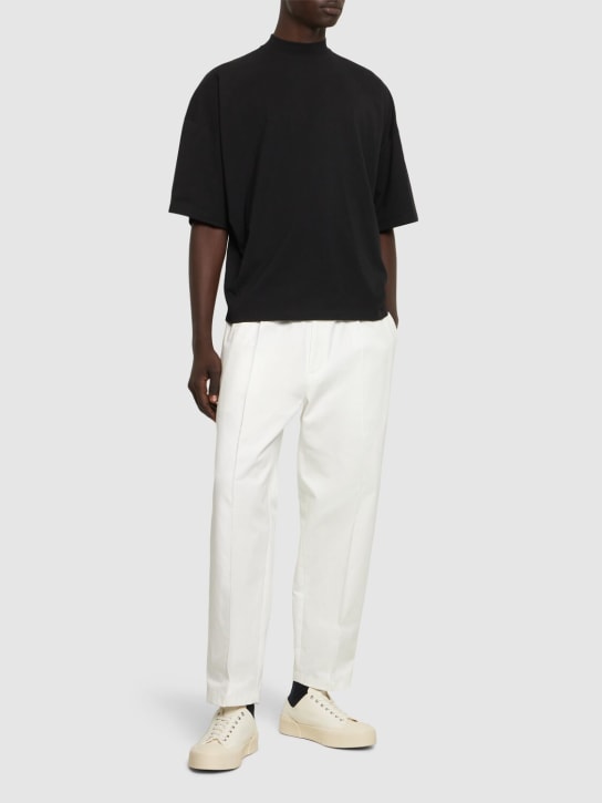 Jil Sander: Boxy版型棉质平纹针织T恤 - 黑色 - men_1 | Luisa Via Roma