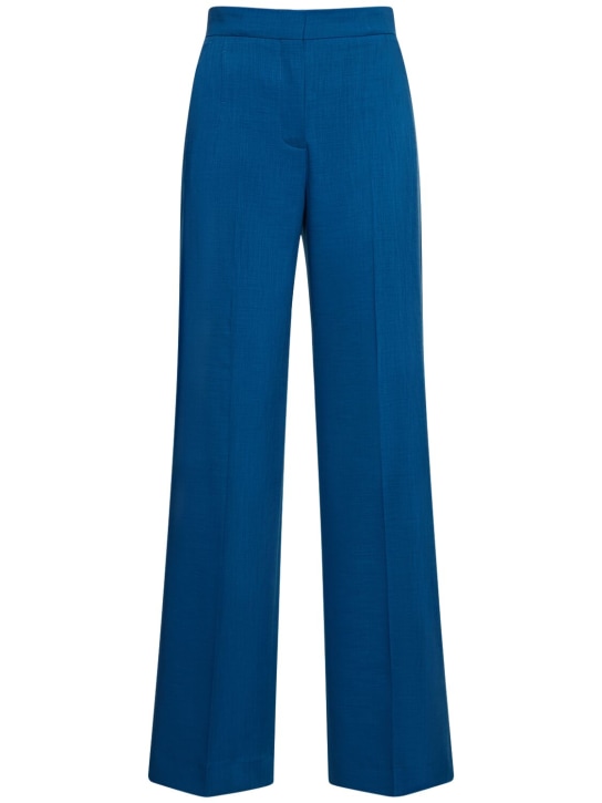 Tory Burch: Pantalon ample drapé - Bleu - women_0 | Luisa Via Roma
