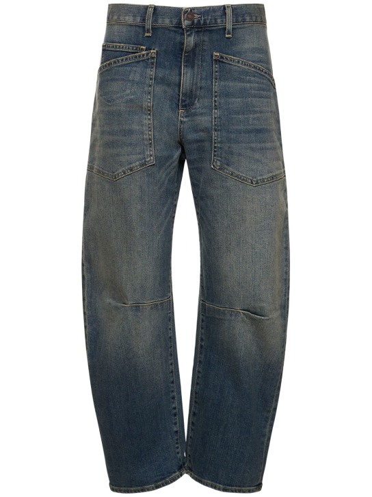 Nili Lotan: Shon slit cotton jeans - Blue - women_0 | Luisa Via Roma