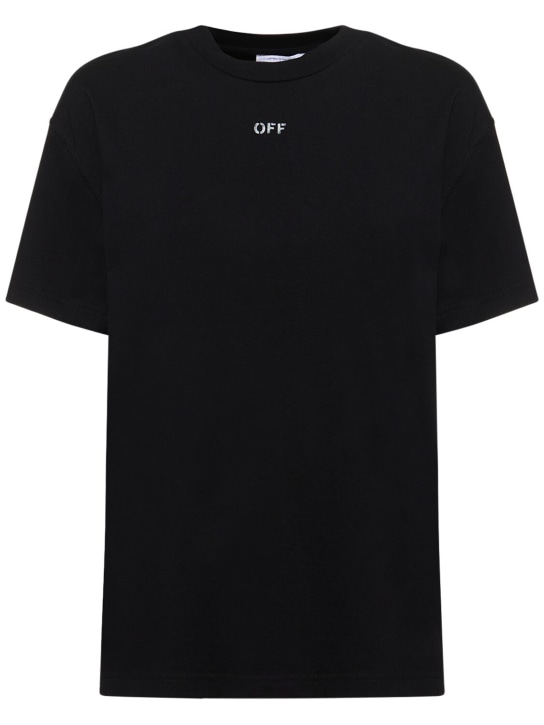 Off-White: Camiseta de algodón - Negro - women_0 | Luisa Via Roma