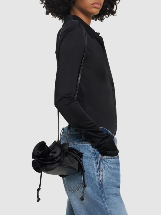Magda Butrym: Magda satin & leather top handle bag - Black - women_1 | Luisa Via Roma