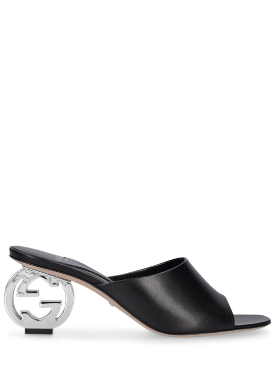 Gucci:  65mm Interlocking G slide sandals - Black - women_0 | Luisa Via Roma