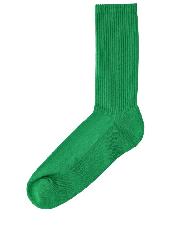 Off-White: Mid bookish cotton blend socks - Green - men_1 | Luisa Via Roma