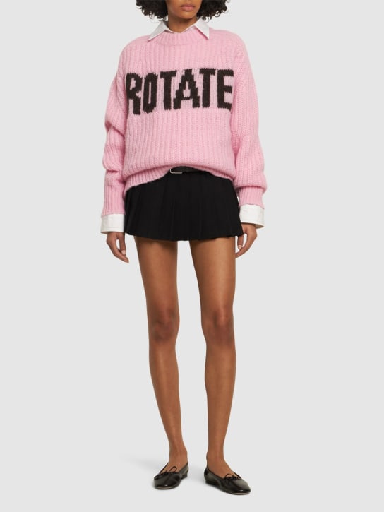 Rotate: Logo oversize wool blend knit sweater - Pink - women_1 | Luisa Via Roma