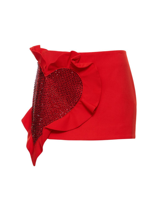 Area: Ruffled heart stretch wool mini skirt - Red - women_0 | Luisa Via Roma