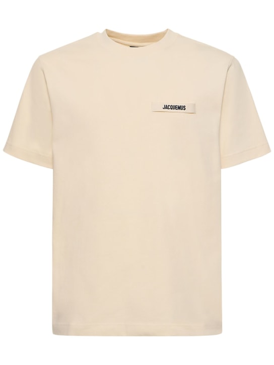 Jacquemus: Le T-Shirt Gros Grain コットンTシャツ - ベージュ - men_0 | Luisa Via Roma