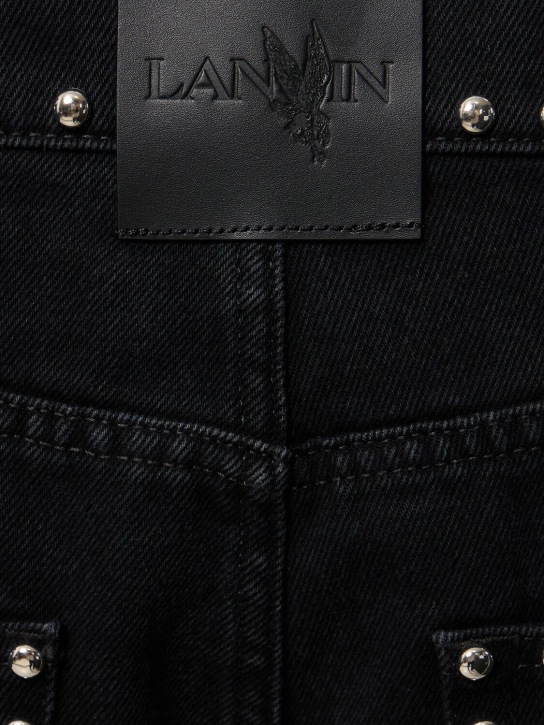 Lanvin: Embroidered studs flared denim pants - Siyah - men_1 | Luisa Via Roma