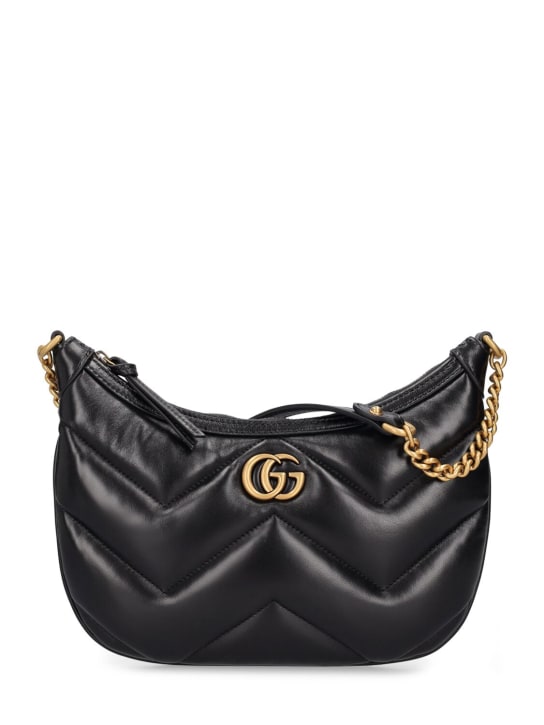 Gucci: Sac porté épaule petit format en cuir GG Marmont - Noir - women_0 | Luisa Via Roma