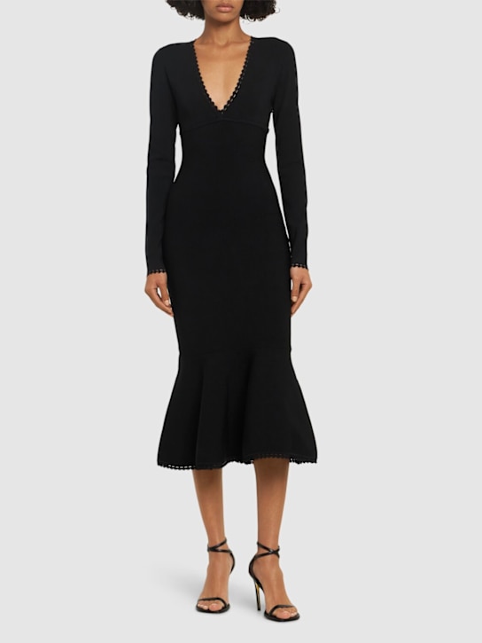 Victoria Beckham: Vestito midi in misto viscosa - Nero - women_1 | Luisa Via Roma