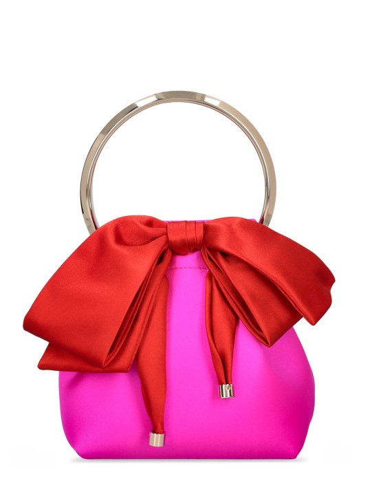 Jimmy Choo: Bon Bon satin top handle bag - Fuchsia/Red - women_0 | Luisa Via Roma