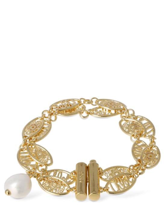 Chloé: Darcey lace chain bracelet - Gold/White - women_0 | Luisa Via Roma