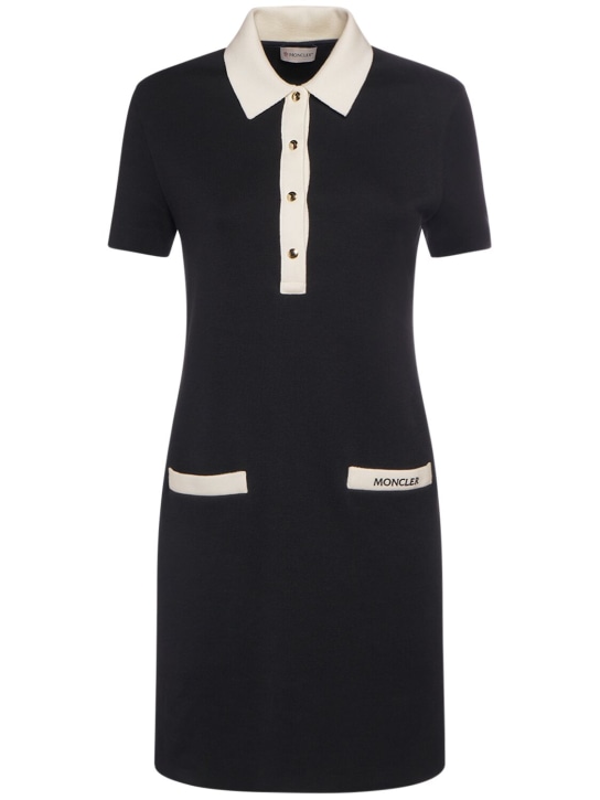 Moncler: Cotton blend polo shirt dress - Navy - women_0 | Luisa Via Roma