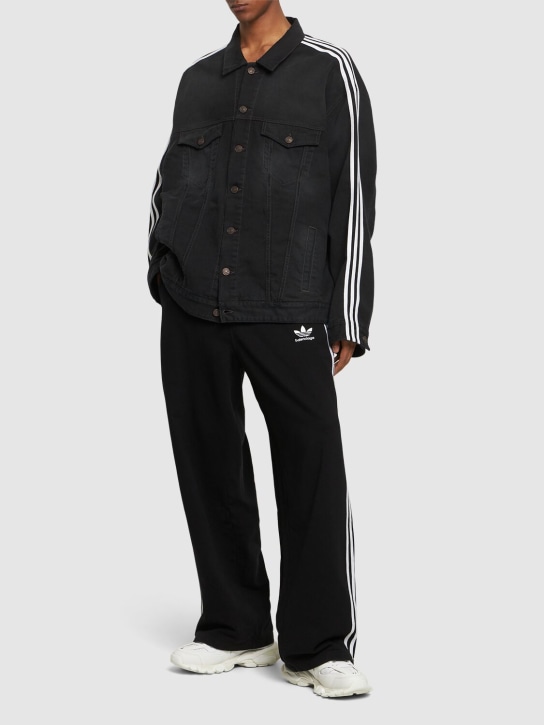 Balenciaga: Adidas cotton denim jacket - Black - men_1 | Luisa Via Roma