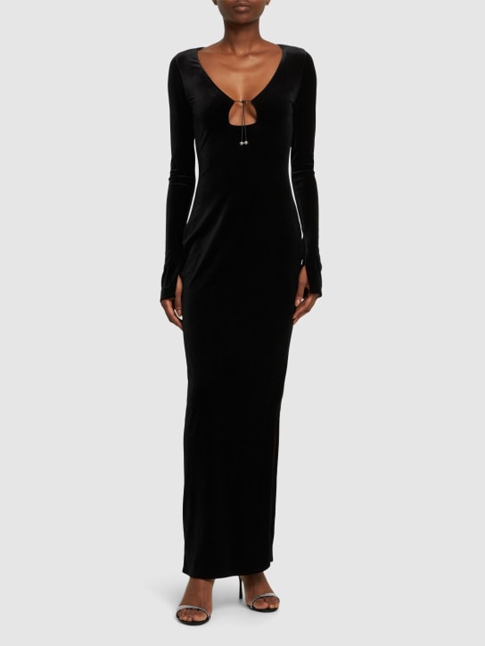 16arlington: Solaria velvet midi dress - Siyah - women_1 | Luisa Via Roma