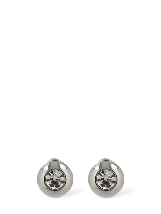 Area: Crystal dome stud earrings - Gümüş - women_0 | Luisa Via Roma