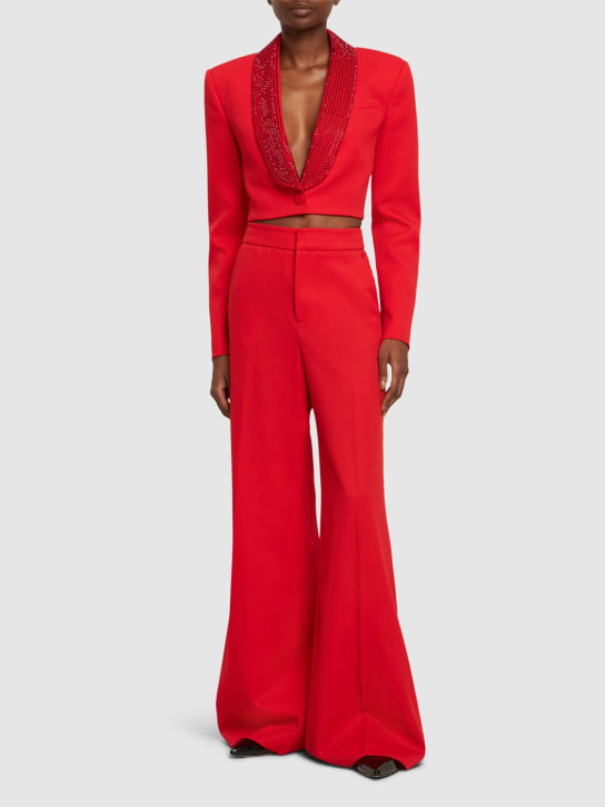 Area: Embellished wool cropped blazer - Red - women_1 | Luisa Via Roma