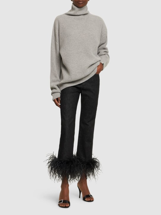 16arlington: Ireri denim high waist jeans w/ feathers - Black - women_1 | Luisa Via Roma