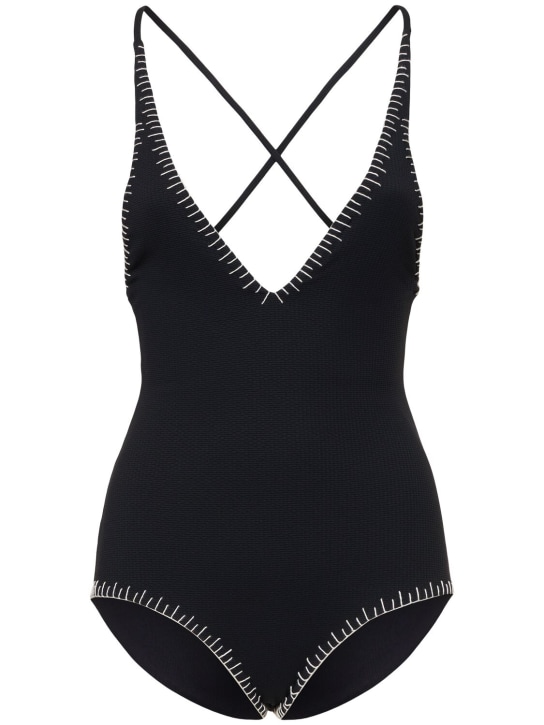 Marysia: Sole one piece swimsuit w/ stitching - Black - women_0 | Luisa Via Roma