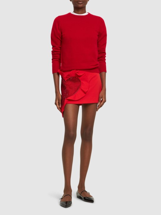 Area: Ruffled heart stretch wool mini skirt - Kırmızı - women_1 | Luisa Via Roma
