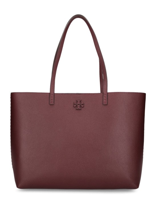 Tory Burch: McGraw leather tote bag - Bordeaux - women_0 | Luisa Via Roma