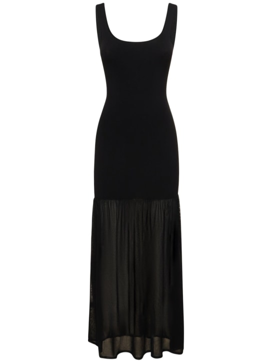 Matteau: Drop waist viscose blend knit maxi dress - Black - women_0 | Luisa Via Roma