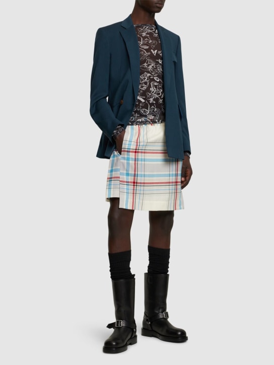 Vivienne Westwood: 格纹印花初剪羊毛褶裙 - 多色 - men_1 | Luisa Via Roma