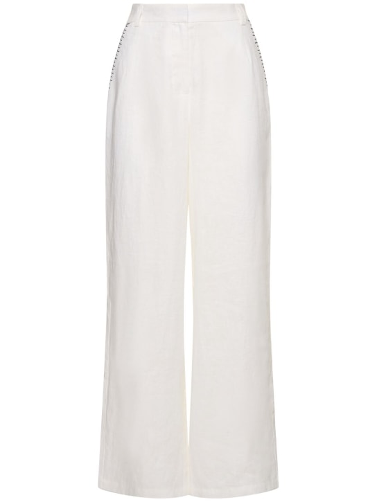 Marysia: Wegner linen straight pants - Beyaz - women_0 | Luisa Via Roma