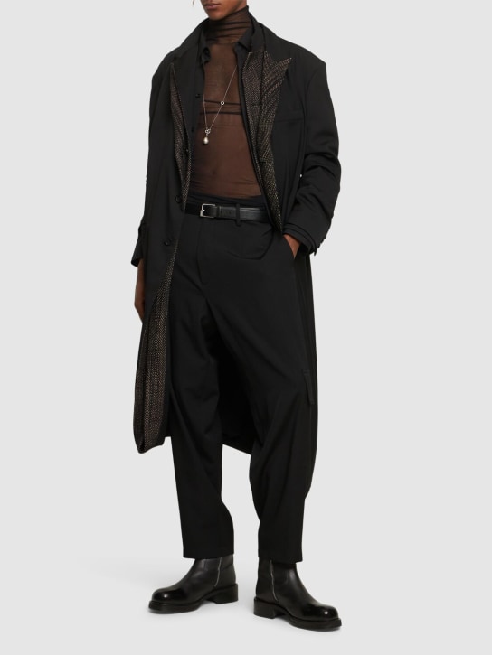 Yohji Yamamoto: Pantalon en gabardine de laine Y-side - Noir - men_1 | Luisa Via Roma