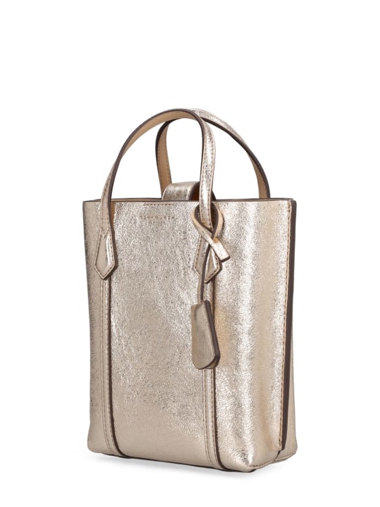 Tory Burch: Mini Perry metallic top handle bag - Altın Rengi - women_1 | Luisa Via Roma