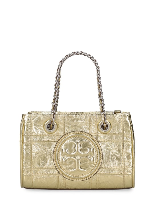 Tory Burch: Mini Fleming soft metallic leather bag - Gold - women_0 | Luisa Via Roma