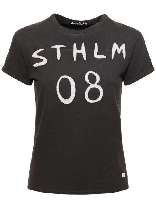 Acne Studios: Printed vintage cotton jersey t-shirt - women_0 | Luisa Via Roma