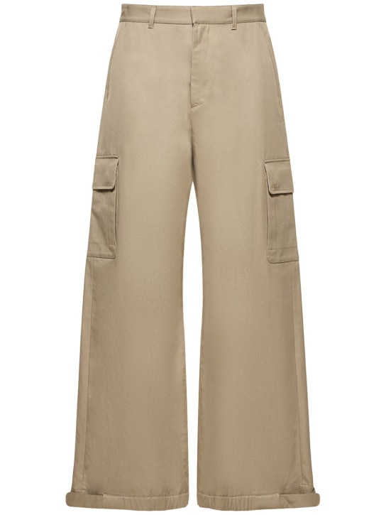 Off-White: Pantalones cargo de algodón bordado - Beige - men_0 | Luisa Via Roma