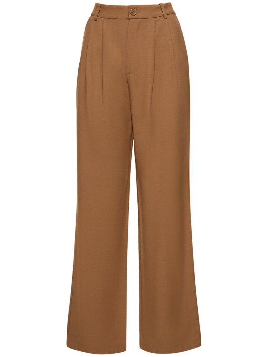 ANINE BING: Carrie viscose blend twill pants - Brown - women_0 | Luisa Via Roma