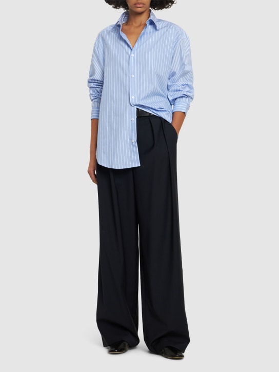 Matteau: Striped organic cotton classic shirt - Blue/Multi - women_1 | Luisa Via Roma