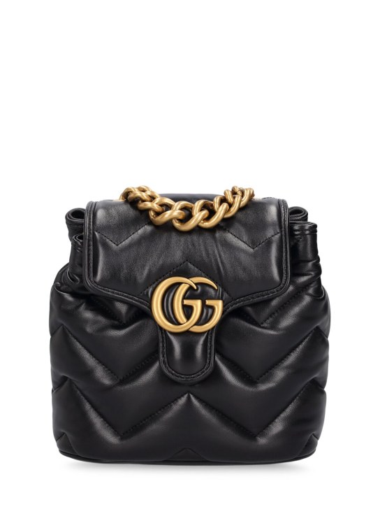 Gucci: GG Marmont レザーバックパック - ブラック - women_0 | Luisa Via Roma