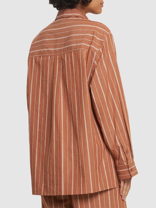 Matteau: Striped cotton & linen shirt - Orange/Multi - women_2 | Luisa Via Roma