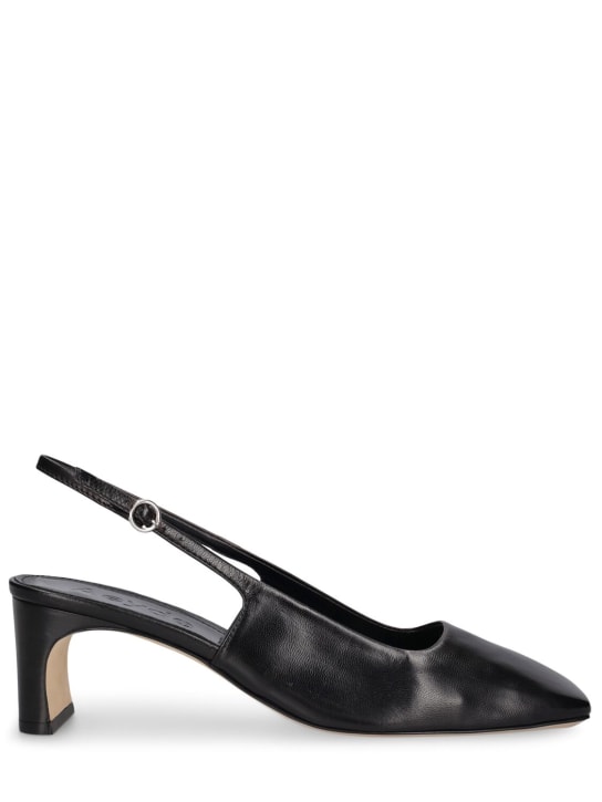 Aeyde: 55mm Eliza leather singback heels - Siyah - women_0 | Luisa Via Roma