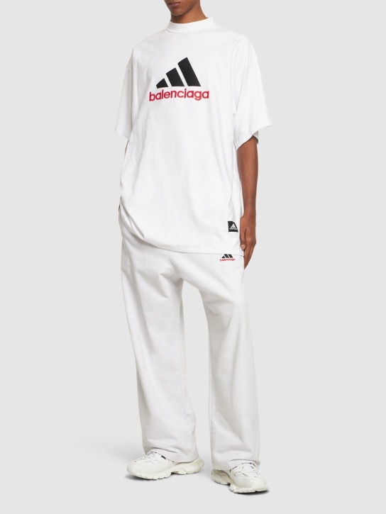Balenciaga: T-shirt oversize Adidas - Blanc/Noir - men_1 | Luisa Via Roma