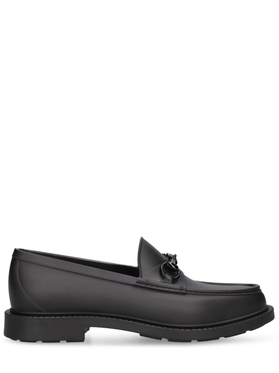 Gucci: Dark rubber interlocking loafers - Black - men_0 | Luisa Via Roma