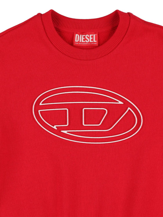 Diesel Kids: Sweat-shirt en coton à capuche - Rouge - kids-boys_1 | Luisa Via Roma