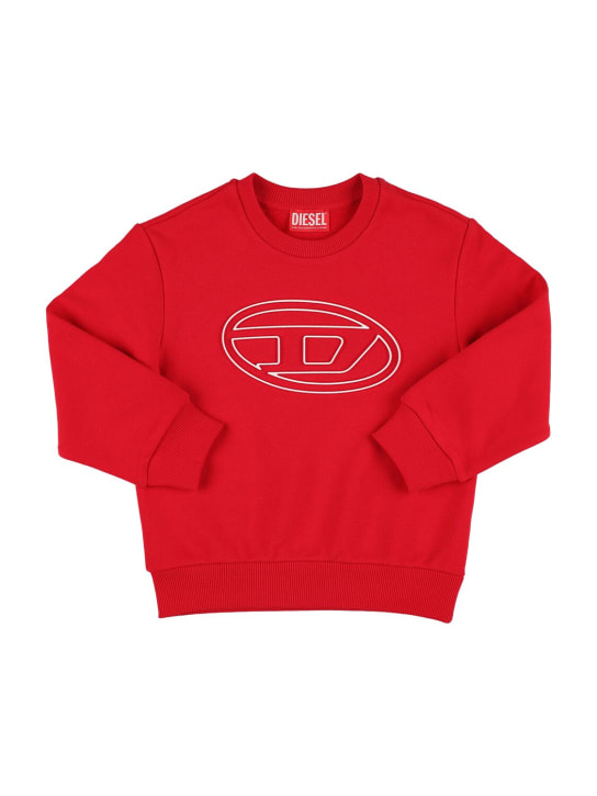 Diesel Kids: Cotton logo sweatshirt - Red - kids-boys_0 | Luisa Via Roma