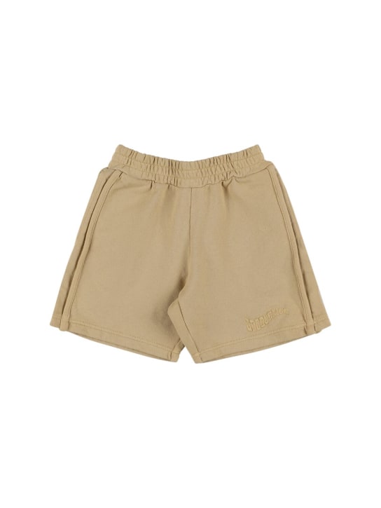 Jacquemus: Cotton sweat shorts - Koyu bej - kids-boys_0 | Luisa Via Roma