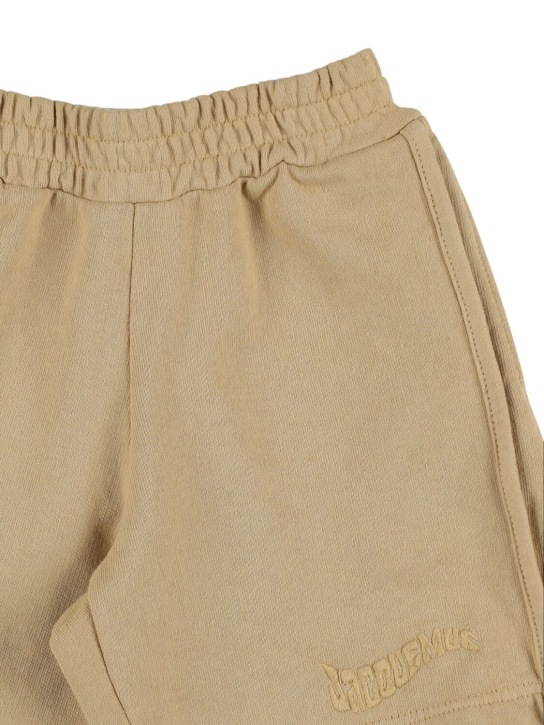 Jacquemus: Cotton sweat shorts - Dark Beige - kids-boys_1 | Luisa Via Roma