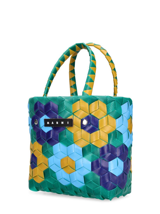 Marni Junior: Color block woven basket bag w/ logo - Yeşil - kids-girls_1 | Luisa Via Roma
